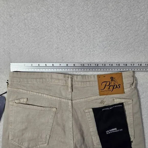 PRPS Jeans Le Sabre Slim Straight Fit Mens Size 34x33 Japanese Denim Beige - Picture 8 of 11